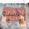 Artoid Mode Hello Valentine Pink Valentine’s Doormat, Anniversary Wedding Home Decor Low-Profile Rug Switch Mat for Indoor Outdoor 17×29 Inch(Pink)