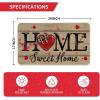 Artoid Mode Home Sweet Home Love Heart Valentines Doormat, Home Decor Low-Profile Switch Rug Door Mat for Indoor Outdoor 17×29 Inch