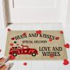 Artoid Mode Hugs and Kisses Special Delivery Truck Decorative Doormat Heart, Seasonal HoliValentine’s Anniversary Wedding Low-Profile Yard Floor Switch Mat for Indoor Outdoor 17 x 29 Inch