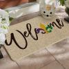 Artoid Mode Irises Welcome Mardi Gras Doormat, Carnival Seasonal Low-Profile Rug Switch Mat for Indoor Outdoor 17×29 Inch