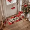 Artoid Mode Love Heart Welcome Valentine’s Doormat, Home Decor Low-Profile Switch Rug Door Mat for Indoor Outdoor 17×29 Inch(Red)