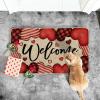 Artoid Mode Love Heart Welcome Valentine’s Doormat, Home Decor Low-Profile Switch Rug Door Mat for Indoor Outdoor 17×29 Inch(Red)