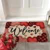 Artoid Mode Love Heart Welcome Valentine’s Doormat, Home Decor Low-Profile Switch Rug Door Mat for Indoor Outdoor 17×29 Inch(Red)