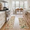Artoid Mode Mushrooms Butterfly Spring Kitchen Mats Set of 2, Home Decor Low-Profile Kitchen Rugs for Floor – 17×29 and 17×47 Inch(Beige)