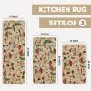Artoid Mode Mushrooms Butterfly Spring Kitchen Mats Set of 2, Home Decor Low-Profile Kitchen Rugs for Floor – 17×29 and 17×47 Inch(Beige)