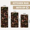Artoid Mode Mushrooms Butterfly Spring Kitchen Mats Set of 2, Home Decor Low-Profile Kitchen Rugs for Floor – 17×29 and 17×47 Inch(Black)