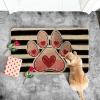 Artoid Mode Paw Print Love Heart Valentines Doormat, Home Decor Low-Profile Switch Rug Door Mat for Indoor Outdoor 17×29 Inch