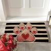 Artoid Mode Paw Print Love Heart Valentines Doormat, Home Decor Low-Profile Switch Rug Door Mat for Indoor Outdoor 17×29 Inch