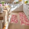 Artoid Mode Pink Bunny Happy Easter Kitchen Mats Set of 2, Home Seasonal Spring Easter Holiday Holiday Party Floor Mat – 17×29 and 17×47 Inch(Pink)