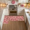 Artoid Mode Pink Bunny Happy Easter Kitchen Mats Set of 2, Home Seasonal Spring Easter Holiday Holiday Party Floor Mat – 17×29 and 17×47 Inch(Pink)