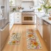 Artoid Mode Pink Daisy Flowers Hello Spring Kitchen Mats Set of 2, Home Decor Low-Profile Kitchen Rugs for Floor – 17×29 and 17×47 Inch