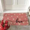 Artoid Mode Pink Love Valentine’s Doormat, Anniversary Wedding Home Decor Low-Profile Rug Switch Mat for Indoor Outdoor 17×29 Inch(Pink)