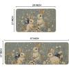 Artoid Mode Pink Rabbit Bunny Flowers Easter Kitchen Mats Set of 2, Spring Home Decor Low-Profile Kitchen Rugs for Floor – 17×29 and 17×47 Inch(Blue)