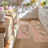 Artoid Mode Pink Rabbit Bunny Flowers Easter Kitchen Mats Set of 2, Spring Home Decor Low-Profile Kitchen Rugs for Floor – 17×29 and 17×47 Inch(Pink)