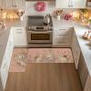 Artoid Mode Pink Rabbit Bunny Flowers Easter Kitchen Mats Set of 2, Spring Home Decor Low-Profile Kitchen Rugs for Floor – 17×29 and 17×47 Inch(Pink)