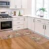 Artoid Mode Pink Rabbit Bunny Flowers Easter Kitchen Mats Set of 2, Spring Home Decor Low-Profile Kitchen Rugs for Floor – 17×29 and 17×47 Inch(Pink)