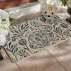 Artoid Mode Rabbit Bunny Leaves Flowers Easter Doormat, Home Decor Low-Profile Switch Rug Door Mat Floor Mat for Indoor Outdoor 17×29 Inch(Beige)