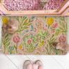Artoid Mode Rabbit Bunny Leaves Flowers Easter Doormat, Home Decor Low-Profile Switch Rug Door Mat Floor Mat for Indoor Outdoor 17×29 Inch(Pink)