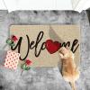 Artoid Mode Red Welcome Love Heart Valentine’s Day Doormat, Home Decor Low-Profile Switch Rug Door Mat for Indoor Outdoor 17×29 Inch(Beige)