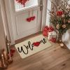 Artoid Mode Red Welcome Love Heart Valentine’s Day Doormat, Home Decor Low-Profile Switch Rug Door Mat for Indoor Outdoor 17×29 Inch(Beige)