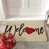 Artoid Mode Red Welcome Love Heart Valentine’s Day Doormat, Home Decor Low-Profile Switch Rug Door Mat for Indoor Outdoor 17×29 Inch(Beige)