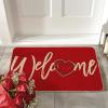 Artoid Mode Red Welcome Love Heart Valentine’s Day Doormat, Home Decor Low-Profile Switch Rug Door Mat for Indoor Outdoor 17×29 Inch(Red)