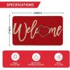 Artoid Mode Red Welcome Love Heart Valentine’s Day Doormat, Home Decor Low-Profile Switch Rug Door Mat for Indoor Outdoor 17×29 Inch(Red)