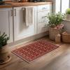 Artoid Mode Red Xmas Tree Mistletoe Christmas Area Rug, Winter Home Decor Low-Profile Non-Slip Washable Large Rug for Living Room Bedroom Farmhouse Dining Room Kids Playroom 5×7 Feet(Red)