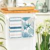 Artoid Mode Stripe Coral Starfish Seahorses Whelks Summer Kitchen Towels Dish Towels, 18×26 Inch Farmhouse Decoration Hand Towels Set of 4