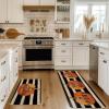 Artoid Mode Stripes Pumpkin Happy Halloween Kitchen Mats Set of 2, Spooky Trick or Treat Boo Holiday Party Low-Profile Floor Mat for Home Kitchen – 17×29 and 17×47 Inch
