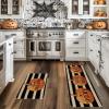 Artoid Mode Stripes Pumpkin Happy Halloween Kitchen Mats Set of 2, Spooky Trick or Treat Boo Holiday Party Low-Profile Floor Mat for Home Kitchen – 17×29 and 17×47 Inch