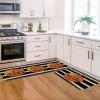 Artoid Mode Stripes Pumpkin Happy Halloween Kitchen Mats Set of 2, Spooky Trick or Treat Boo Holiday Party Low-Profile Floor Mat for Home Kitchen – 17×29 and 17×47 Inch