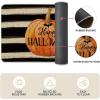 Artoid Mode Stripes Pumpkin Happy Halloween Kitchen Mats Set of 2, Spooky Trick or Treat Boo Holiday Party Low-Profile Floor Mat for Home Kitchen – 17×29 and 17×47 Inch