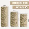 Artoid Mode Wildflower Spring Floral Kitchen Mats Set of 2, Flowers Summer Holiday Party Low-Profile Floor Mat for Home Kitchen – 17×29 and 17×47 Inch(Beige)