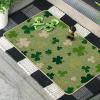 Artoid Mode Wood Green Cute Shamrock St. Patrick’s Day Doormat, Home Decor Low-Profile Switch Rug Door Mat Floor Mat for Indoor Outdoor 17×29 Inch(Light Green)