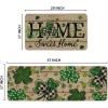 Artoid Mode Wood Shamrock Sweet Home St. Patrick’s Day Kitchen Mats Set of 2, Home Decor Low-Profile Kitchen Rugs for Floor – 17×29 and 17×47 Inch