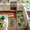 Artoid Mode Wood Shamrock Sweet Home St. Patrick’s Day Kitchen Mats Set of 2, Home Decor Low-Profile Kitchen Rugs for Floor – 17×29 and 17×47 Inch