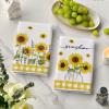 Artoid Mode Yellow Buffalo Plaid Sunflowers Sunshine Summer Kitchen Towels Dish Towels, 18×26 Inch Farmhouse Summer Decoration Hand Towels Set of 2(Yellow/White)