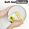 Artoid Mode Yellow Buffalo Plaid Sunflowers Sunshine Summer Kitchen Towels Dish Towels, 18×26 Inch Farmhouse Summer Decoration Hand Towels Set of 2(Yellow/White)