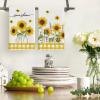 Artoid Mode Yellow Buffalo Plaid Sunflowers Sunshine Summer Kitchen Towels Dish Towels, 18×26 Inch Farmhouse Summer Decoration Hand Towels Set of 2(Yellow/White)