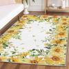Artoid Mode Yellow Daisy Summer Floral Area Rug, Spring Home Decor Low-Profile Washable Area Rugs for Entryway Bedroom Living Room Laundry Room Indoor 4×6 Feet(Yellow)