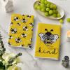 Artoid Mode Yellow Summer Bee Kind Kitchen Towels Dish Towels, 18×26 Inch Farmhouse Summer Decoration Hand Towels Set of 2