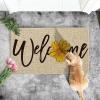 Artoid Mode Yellow Sunflower Welcome Summer Home Decor Low-Profile Switch Rug Door Mat for Indoor Outdoor 17×29 Inch(Beige)
