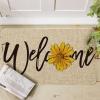 Artoid Mode Yellow Sunflower Welcome Summer Home Decor Low-Profile Switch Rug Door Mat for Indoor Outdoor 17×29 Inch(Beige)