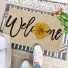 Artoid Mode Yellow Sunflower Welcome Summer Home Decor Low-Profile Switch Rug Door Mat for Indoor Outdoor 17×29 Inch(Beige)