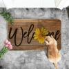 Artoid Mode Yellow Sunflower Welcome Summer Home Decor Low-Profile Switch Rug Door Mat for Indoor Outdoor 17×29 Inch(Brown)