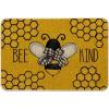 Artoid Mode Bee Kind Bow Tie Yellow Spring Doormat, Seasonal Summer Home Decor Low-Profile Switch Rug Door Mat Floor Mat for Indoor Outdoor 17×29 Inch(Yellow)