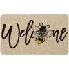 Artoid Mode Black Bee Welcome Summer Home Decor Low-Profile Switch Rug Door Mat for Indoor Outdoor 17×29 Inch(Beige)