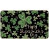 Artoid Mode Black Shamrock Happy St. Patrick’s Day Doormat, Home Decor Low-Profile Switch Rug Door Mat Floor Mat for Indoor Outdoor 17×29 Inch