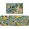 Artoid Mode Blue Eggs Rabbit Bunny Leaves Easter Kitchen Mats Set of 2, Home Seasonal Spring Easter Holiday Party Floor Mat – 17×29 and 17×47 Inch(Blue)